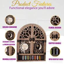 Sun Moon Crystal Display Stand 4 Shelves Natural Wooden Shelf Gothic Witchy Crystal Display Case For Living Room,Home & Life > Home Decoration > Display Rack & Storage Rack > Display Cabinet - 彩色 - 查看 7