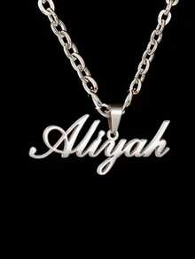 Personalized Custom Name Necklace, Women's Stainless Steel Jewelry, English Letter Clavicle Chain Necklace, Ideal Gift For Couples, Friends, Family, Mother's Day And Other Occasions Gold, Silver Fashion, Autumn Fashion, Shrinkage, Simple, Casual, Old Money Customization Christmas Gifts - Silver 2 - View 9