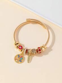 1 buc. Ochi ai diavolului și Arborele vieții și Ruj Breloc Brățară reglabilă din oțel inoxidabil, potrivită pentru femei, petrecere, bijuterii, cadou pentru Îndrăgostiți, mame, mame, ziua mamei, cadou.