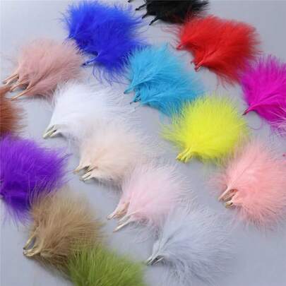 50pcs Quality Fluffy Turkey Feathers Bulk Light Pink Marabou Feather Diy Wedding Decor Fly Tying Material Handicrafts7-12cm