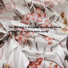 3pcs Soft & Breathable Floral Printed Bed Skirt Set (1 Bed Skirt + 2 Pillowcases), Moisture-Wicking, Wrinkle-Resistant, All Season, Elegant Printing, Suitable For Bedroom And Hotel, Simple & Economic Bedding - Spring Garden Flower Sea - View 11