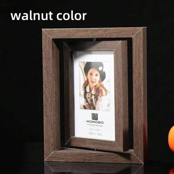 Minimalist Creative Double-Sided Cute Wooden Rotating Photo Frame