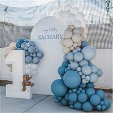 125 Peças Conjunto de Arco Decorativo com Balões de Látex Brancos e Areia Azul para Aniversário, Casamento, Aniversário, Comemoração, Formatura, Festa, Decoração de Casa