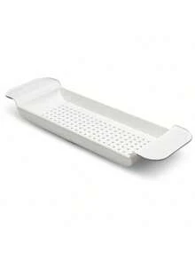 1pc Bathroom Multi-Functional Telescopic Rack, Bath Tub Phone Holder, Toilet Storage, Bathtub Shelf Organizer Extendable Bathtub Tray - Multifunctional Plastic Bathtub Caddy Bathroom Shelf, Minimalist & Stylish Bathtub Storage Rack For Towels, Books, Candles, Wine And Phone Holder