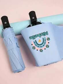 Ombrello pieghevole personalizzato - antivento, leggero, portatile, con il tuo nome personalizzato, motivi floreali o decorativi, logo personalizzato, adatto per attività all'aperto, viaggi e uso quotidiano, protezione UV, ombrello antivento rinfrescante per l'estate, spiaggia, viaggi