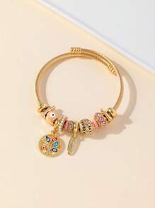 1 buc. Ochi ai diavolului și Arborele vieții și Ruj Breloc Brățară reglabilă din oțel inoxidabil, potrivită pentru femei, petrecere, bijuterii, cadou pentru Îndrăgostiți, mame, mame, ziua mamei, cadou.