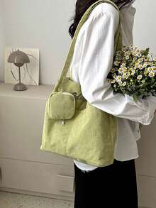 1pc Personalized Embroidered Name Sturdy Canvas Tote Bag For Women, Large Capacity Commuter Shoulder Bag, School/Campus Customized Shopping Bag, Nature Style Gift For Friends & Family, Suitable For Daily Use, Christmas, Easter, Spring Festival, Mother's Day, Women's Day, Valentine's Day, Teacher's Day, Nurse's Day, Birthday - Multicolor - View 5