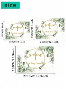 1 Stück Fotohintergrund für erste heilige Taufe mit Grünpflanzen, Friedenstaube und goldenem Design, 210cm x 150cm, Neugeborenen Geburtstag Fotohintergrund für drinnen und Outdoor