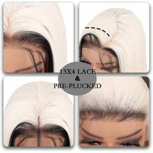 13x4 HD Lace Front Straight Wig Pre-Plucked Long Straight Black And White 28inch Lace Front Wigs Synthetic Wear And Go Lace Front Wigs Daily Use - Black and White - View 2