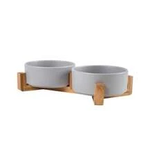 Dog Bowl Cat Bowl Ceramic Bowl Water Bowl Wooden Frame Protection Cervical Spine Tall Dog Drinking Bowl Pet Bowl Pet Supplies