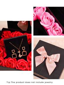 1 Pc Of Rose Fashion Creative Confession Romantic Jewelry Gift Box, Handmade Rose Accessories Gift Box, Can Be Matched With Various Jewelry. Does Not Contain Jewelry, The Gift Box Material Is Paper, Ins Style, Light Luxury, High-End, The Gift Box Is Suitable For Home Decoration, Wedding Gifts, Wedding Anniversary Gifts, Girlfriend Gifts, Mother's Day Gifts, Romantic Confession Girlfriend's High-End Gifts.