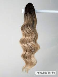 26英寸长波浪卷马尾假发，合成耐热爪式卷曲波浪马尾假发，女士适用 - 漸層棕色 - 查看 3