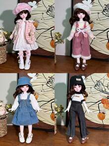 (仅服装) 6 件套复古连衣裙，适合 30 厘米 BJD 娃娃 - 彩色 - 查看 2