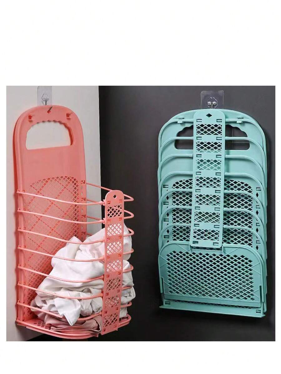 1pc No Drill Needed Wall Mounted Storage Basket, Random Color - Multicolor - View 1