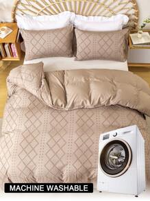 Juego de 3 piezas de Cubrecamas de Microfibra Acolchada Acogedora(1 Cubrecama y 2 Fundas de Almohada) Ropa de cama ligera y transpirable para todas las estaciones para el dormitorio del hogar