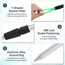 12pcs/Set: 6 Adjustable Aluminum Alloy Telescopic Fishing Rod Holder Racks & 6 Loud Dual Alert Fishing Bite Alarms, Outdoor Fishing Gear