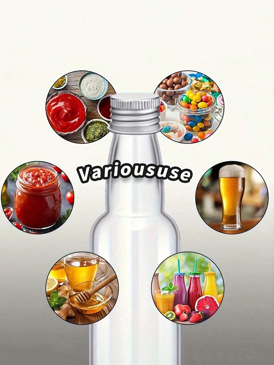 6pcs/100ml Mini Plastic Liquor Bottles With Cap And Funnel - Compact, Reusable And Leak-Proof Containers For Cocktail Parties, Weddings, And Gift Baskets - Includes Ginger And Hot Sauce Bottles