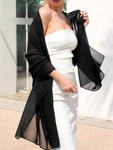 Chiffon Shawls Scarves Wraps For Bridal Wedding Party Evening Dress And Special Occasion Dresses - Black - View 2
