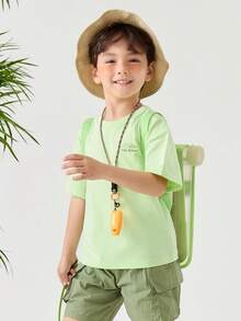 mini bala 男童女童抗菌轻薄短袖T恤夏季新款不吸汗 - 黃綠 - 查看 2