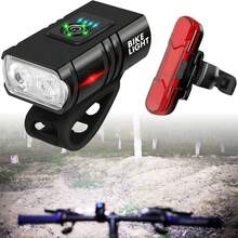 NetHong USB Rechargeable LED Waterproof Bike Bicycle Headlight Front And Back Lights UK - Black - View 1