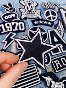1 Bộ 20 Miếng Vá Thêu Đen Trắng Phong Cách Đường Phố Punk Tự Làm Miếng Vá Sắt May Phụ Kiện Quần Áo Vải Dán Huy Hiệu Phù Hợp Cho Ba Lô, Quần Jean, Áo Khoác, Áo Phông, Mũ, Váy, V.v. - Đen và trắng - Xem 4