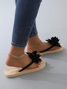 Süße, bunte Blumen T-Riemen Flip Flops Sandalen für Frauen, Strandpantoffeln