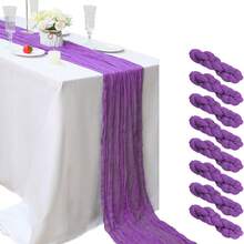 8pcs Violet Cheese Patterned Bohemian Gauze Tablecloths 35*71 Inches, Romantic Cheesecloth Tablecloths For Weddings, Engagements, Bridal Showers, Gifts, Birthday Parties, Gatherings, Cake Tables - Multicolor - View 8