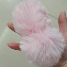 4 件/批 8 厘米仿兔毛绒球白色蓬松绒球带弹力环 DIY 仿毛绒球适用于帽子鞋子围巾手套包包配饰 - 彩色 - 查看 28