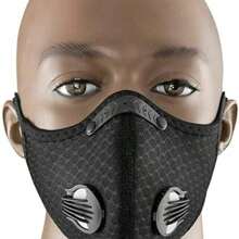 1 pièce Masque facial unisexe noir en maille respirant réutilisable avec filtres à charbon actif, protection solaire et prévention de la poussière, masque facial pour la randonnée