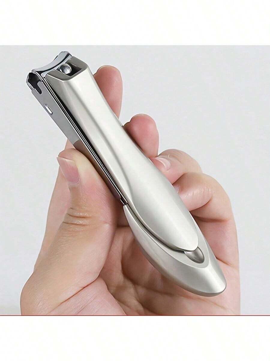 1pc Nail Clippers Stainless Steel Anti Splash Fingernail Cutter Manicure Tools Bionics Design Nail Trimmer Pedicure Scissor - Silver - View 1