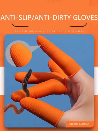 100 pièces, peuvent être utilisées de manière répétée. Doigtiers en latex anti-salissures, épais, résistants à l'usure, pour l'appât de pêche antidérapant.