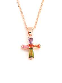 1pc Elegant & Beautiful Cross Copper Necklace, Suitable For Holiday Wear - Cross Necklace - View 7