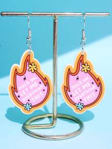 1 Pair Funny Creative Flame Letter Drop Earrings, Women's Party Jewelry