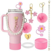 兼容 马克杯配件套装、40 盎司马克杯配件、吸管盖配件和保温马克杯配件，让您的马克杯更加美观，是送给女性的独特礼物。 - 彩色 - 查看 17