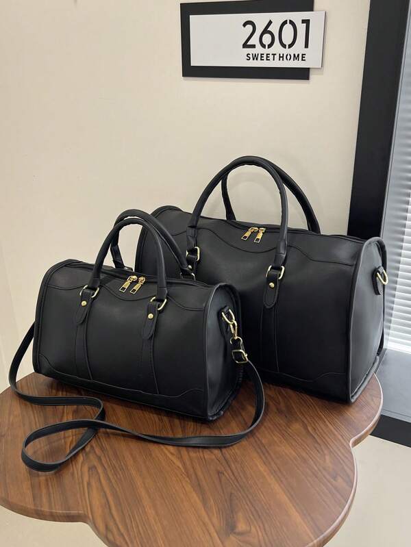 1pc Canvas Contrast Color Patchwork Fashion Duffle Bag,UnisexTravel Luggage,SuitableForOvernightS Tay, Commuting,Short-Distance Travel(Small Size Fo R Commuting,Large Size For Short-Trip) Bag For School School Accessories School Stuff