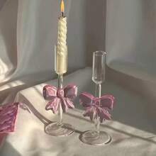 1 pieza Soporte de vela creativo y lindo con lazo extra grande, Soporte de vela para decoración de restaurante de alta gama, Soporte de vela decorativa para una cena romántica a la luz de las velas