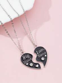 Set de 2 collares de colgante para hermana mayor y hermana menor, mejor amiga, adecuado para regalos de festivales para niñas, collar de hermana, regalo del Día de la Madre