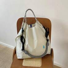 Bohemian Women's Shoulder Bag Embroidered Pattern Nylon Bag Large Capacity Cloth Bag Lightweight Foldable Storage Bag Commuter Bag Fashion Bag Travel Bag Large Capacity Tote