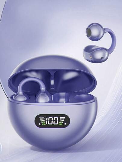 NEW SENYANG سماعات رأس مع مشبك LED، خرج صوتي واقي لمنع تسرب الصوت، راحة طويلة الارتداء، تصميم رياضي مفتوح للأذن لمنع السقوط، سماعات بلوتوث لاسلكية مع دعم المكالمات الصوتية