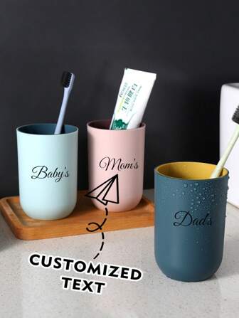 Bicchiere di risciacquo semplice personalizzato, tazza per spazzolino da denti personalizzata per uso domestico, tazza da viaggio portatile per spazzolino da denti per coppie, bicchiere di risciacquo personalizzato per la famiglia, decorazione da bagno, decorazione autunnale, ritorno a scuola