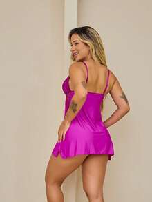 Sexy Lace Nightdress Sexy Lingerie Sleepwear Comfortable Pajamas - 玫瑰紅 - 查看 2