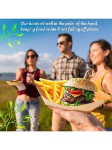 50 pièces Barques alimentaires en bambou - Mini plateaux à sushi, assiettes d'amuse-gueule, contenants en forme de feuille pour barbecues, camping et repas, accessoires de cuisine légers, accessoires de repas | Design de feuille naturelle | Contenants
