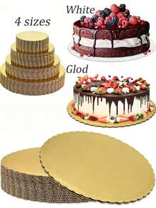 10 块蛋糕板，金色蛋糕板 6 8 10 12 英寸圆形，纸板蛋糕圆形蛋糕底座，防水防油蛋糕板，用于蛋糕 DIY、甜点和工艺品展示、情人节、甜点和工艺品展示