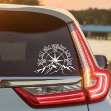 Not All Who Wander Are Lost Vinyl Car Decal | Outdoor Waterproof Mountain Compass Sticker For Car Truck Laptop Tumbler And RV Camper Trailer Caravan