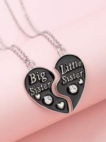 Set de 2 collares de colgante para hermana mayor y hermana menor, mejor amiga, adecuado para regalos de festivales para niñas, collar de hermana, regalo del Día de la Madre
