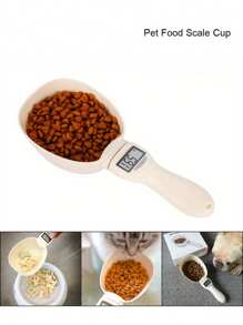1pc Pet Food Scoop, Electric Dog/Cat Food Scale With Detachable Measuring Cup And LED Display, Pet Food Weighing Scale