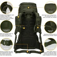60L Tactical Backpack Military Rucksack MOLLE Camping And Hiking Backpack High Capacity With Rain Cover For Trekking Mountaineering Hunting Traveling - 60lArmyGreen - View 5