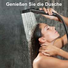 Cabezal de ducha de 5 boquillas ahorrador de agua - Ducha de mano con agua filtrada con parte superior presurizada grande, ducha de mano cromada redonda con manguera de 1.5m y soporte de ducha