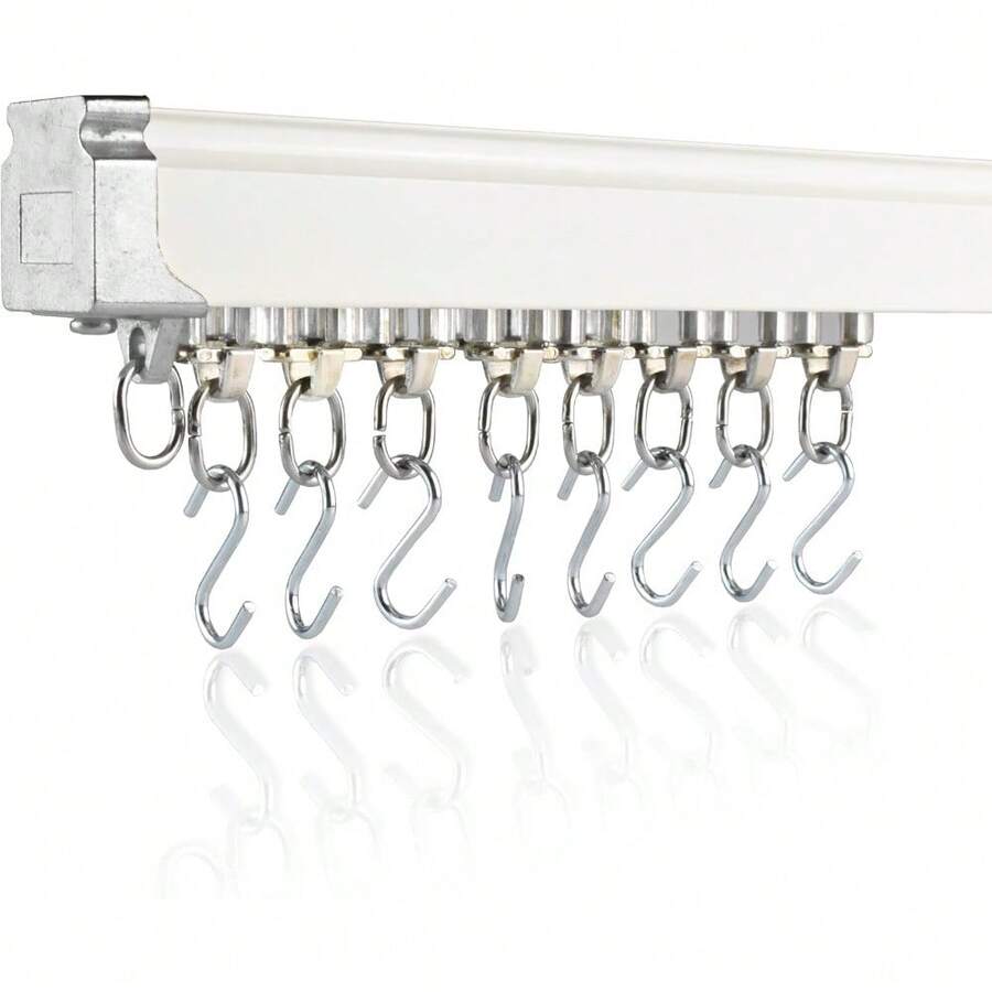 Ceiling Curtain Track Set | 3ft To 13ft / 4m | Ceiling Mounted Curtain Track For Privacy & Room Dividers | Living Room Curtain Rail | Shower Ceiling Rail System - 4米 - 查看 1