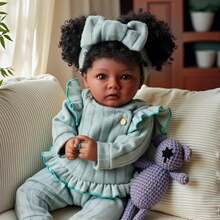 BABESIDE Lifelike Reborn Baby Dolls Black, 20 Inch Black Realistic Girl Newborn Real Life Baby Girl Dolls Soft Vinyl And Cloth Body With Feeding Kit Gift Box For Kids Age 3+ Bebe Reborn Realistic Babies,Baby Alive,Reborn Baby ,Kids Toy,Realistic,Lifelike Baby Dolls,Toys ,Doll Toys - 彩色 - 查看 3